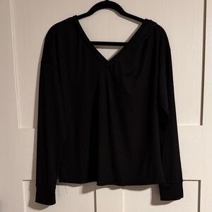 SHEIN Black Long Sleeve V-Neck Top